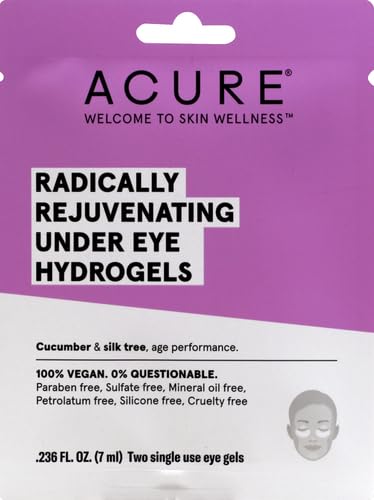 Acure Radically Rejuvenating Under Eye Hydrogel Mask, Provides Anti-Aging Support, & Silk Tree, Purple, Cucumber, 0.236 Fl Oz (Pack of 1)