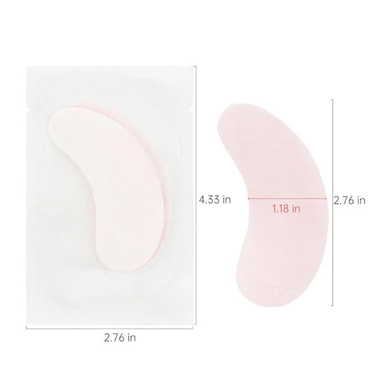 100 Pairs Hydrogel Under Eye Gel Patches Lint Free Eye Lash Pads Eyelash Extension Tool Mask Eyepads, Transparent/Pink