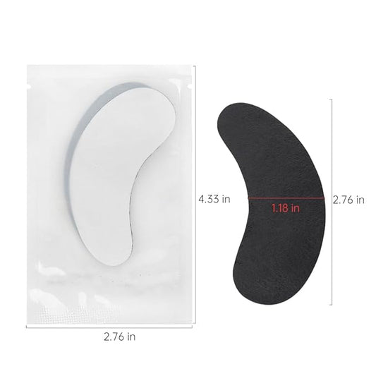 100 Pairs Hydrogel Under Eye Gel Patches Lint Free Eye Lash Pads Eyelash Extension Supplies Beauty Makeup Eye Mask Kit, Transparent/Black