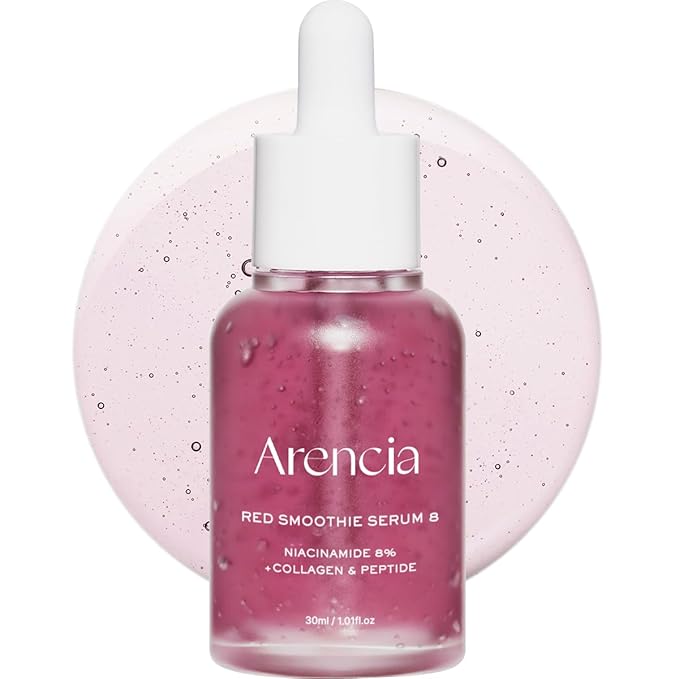 Red Collagen + Peptide Smoothie Serum, 8% Niacinamide, Vitamin C, Vitamin E, lifting anti-aging serum for skin texture for glass skin