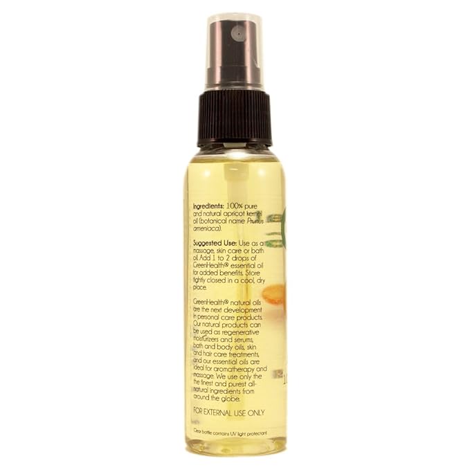 2 fl oz Apricot Kernel Oil - 100% All Natural - Premium Quality Cold Pressed Carrier Apricot Oil for Aromatherapy, Massage and Moisturizing Skin