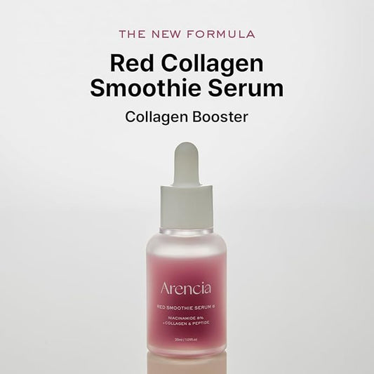 Red Collagen + Peptide Smoothie Serum, 8% Niacinamide, Vitamin C, Vitamin E, lifting anti-aging serum for skin texture for glass skin