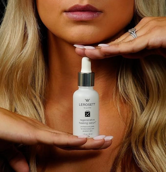 LEROSETT Serum for Acne Scarring Healing, Pimples, Redness, Breakouts, Blemishes, Hydrate & Soothes Irritated Skin, Natural Serum. Spa-Grade, Plant Based, Concentrated - 1 oz