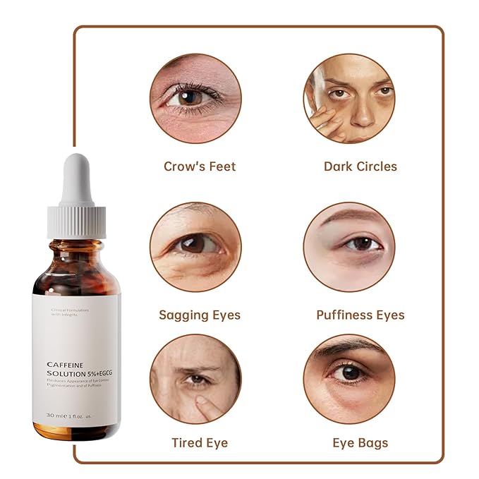 Caffeine Solution 5% + EGCG For Face, 30ML Moisturizing Caffeine Eye Serum For Dark Circles & Puffiness, Under Eye Solution For Fine Lines.