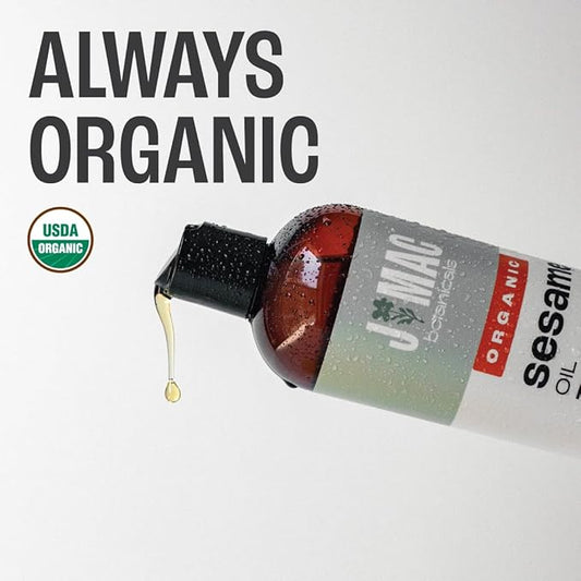 J Mac Botanicals, Organic Sesame Oil, Cold-Pressed, Organic Sesame Oil for Skin, Pulling