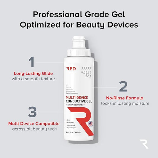 Conductive Gel for Facial, RF & Cavitation Devices – Ultra-Hydrating, Long-Lasting, 96% Organic, Hypoallergenic Leave-On Formula – Pro-Grade Performance – Made in USA – 8.45 fl oz