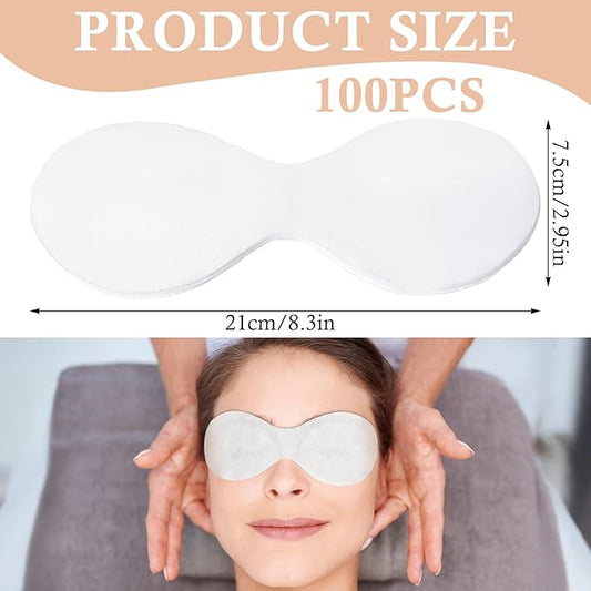 100 Pcs Disposable Non Woven Eye Care, Non Woven Eyes Covers for EyeCare, Disposable Eye Mask Cotton Spa Eyes Pads for Facials, Clear EyeMask for Skincare Spa Wrap Moisture Retention