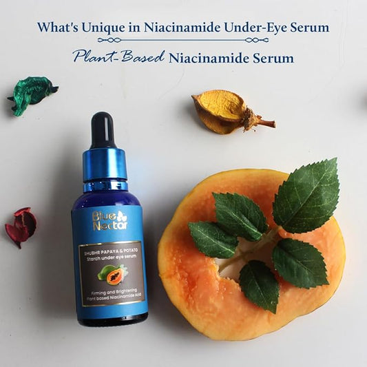 Blue Nectar Dark Circles Under Eye Serum with Plant Based Niacinamide from Potato (1Fl Oz) Paired with Natural Rose Face Toner for Glowing Skin & Pore Tightening(3.38Fl Oz)