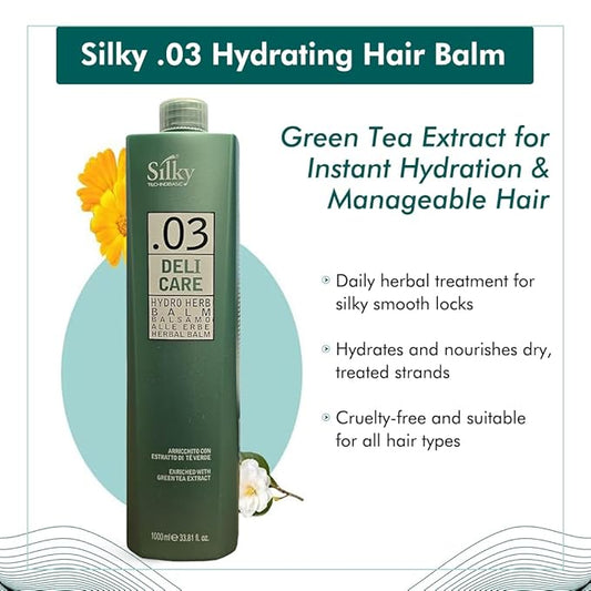 .03 Hydrating Hair Balm with Green Tea Extract - Daily Herbal Hair Treatment for Instant Hydration & Manageable Hair - Hair Mask 1000 ml