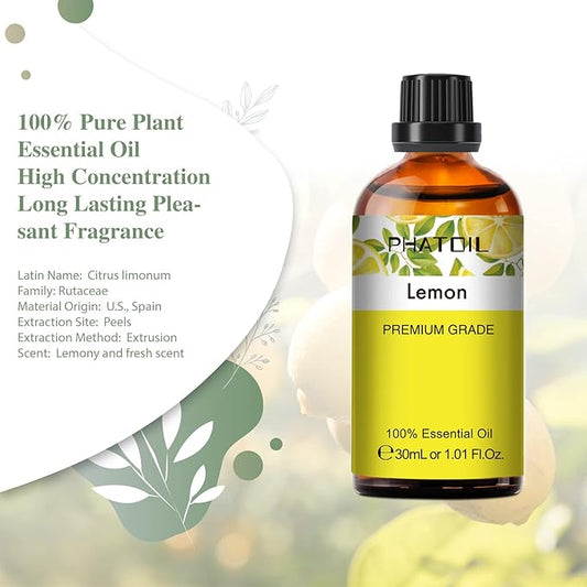 1.01FL.OZ Lemon Essential Oil, Pure Aromatherapy Essential Oils for Diffuser, Humidifier, Scented Oils for Soap, Candle, Bath Bombs Making(30ML)
