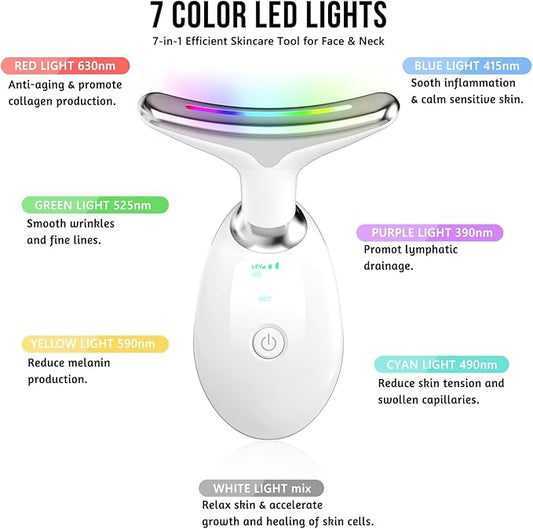 7 in 1 Face Massager Tool, Red Light Therapy for Face and Neck, Red Light Therapy Wand, Face Lift Device for Skin Care, White
