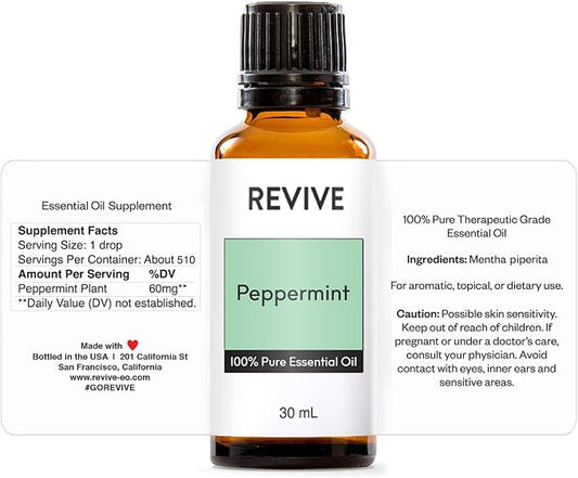 Peppermint Essential Oil 30mL by Revive Essential Oils - 100% Pure Therapeutic Grade, for Diffuser, Humidifier, Massage, Aromatherapy, Skin & Hair Care