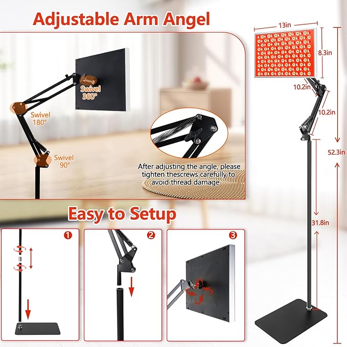 Red Light Therapy for Body Face, Infrared Light Therapy with Stand, Red Lights Therapy Lamp Panel, LED 660nm 850nm Near Infrared Redlight Therapy Device for Full Body Skin Home