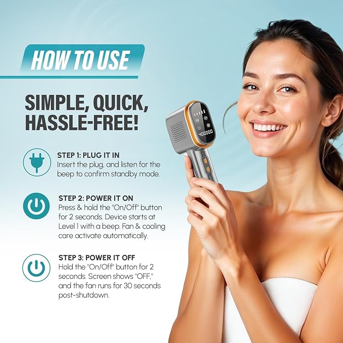 Herbishh IPL Laser Hair Removal Device, Painless Cooling Technology- 400,000 Flashes, Hair Removal Machine with 5 Intensity Levels, Skin Sensor & Dual Flash Modes- Manual & Auto, For Face & Body, Gray