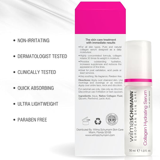 Collagen Moisturizing Serum + Eye Contour Serum Bundle, Reduces Fine Lines and Wrinkles, Set Includes (2) 1OZ/30ML Bottles