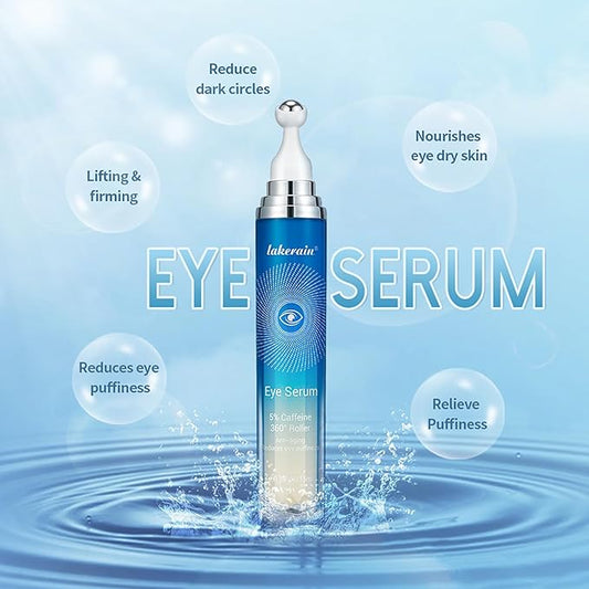 NICEFACE 5% Caffeine Eye Serum - Under Eye Cream for Dark Circles and Puffiness Eye Care - with 360° Massage Ball Reduce Wrinkles and Fine Lines - Bags under eyes for Men and Women