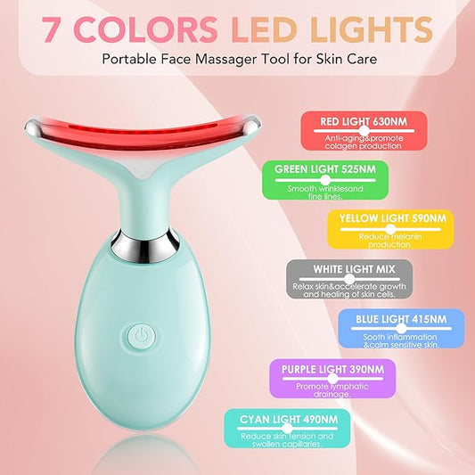 Red-Light-Therapy-for-Face, Facial Massager Wand with 7 Color - Birthday, Christmas, Mothers Day, Valentines Day, Self Care Gifts for Her Women Mom Best Friend Wife Teacher (Emerald Green)