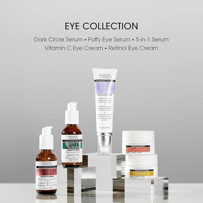 Advanced Clinicals Dark Circle Caffeine Under Eye Serum For Face With Hyaluronic Acid Moisturizer + Peptides | Brightening Vitamin C Serum Helps Improve Look Of Puffy Eye & Fine Lines, 1.75 Fl Oz