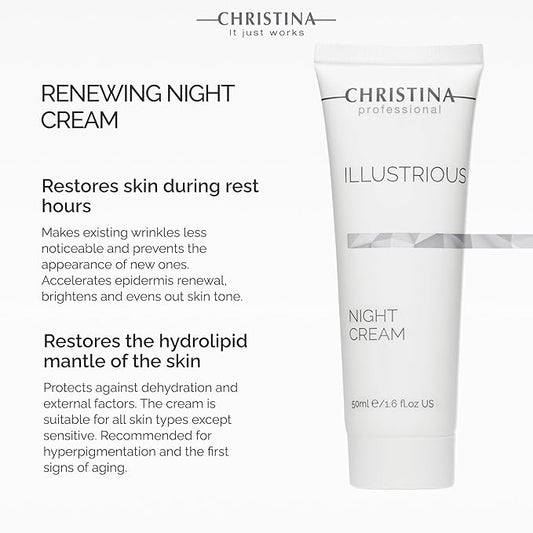 '-CHRISTINA- Illustrious Night Cream with Retinol and Vitamin E | Night Cream for Face Rejuvenates and Moisturizes the Skin | Suitable for All Skin Types 50ml / 1.7 fl.oz
