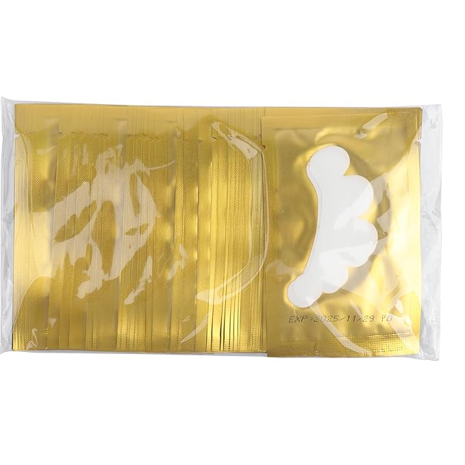 100 Pair Set Eye Gel Pads For Eyelash Extensions Lint Free Patches Beauty Tools (Gold)