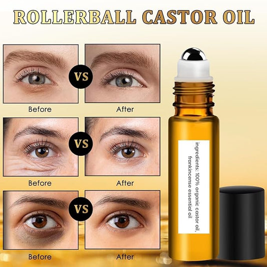 2 PCS Eye Essence Oil Roller Ball Applicator,Castor Frankincense Rollerball, Frankincense and Castor Oil Roller for Eyes, Bags Under Eyes