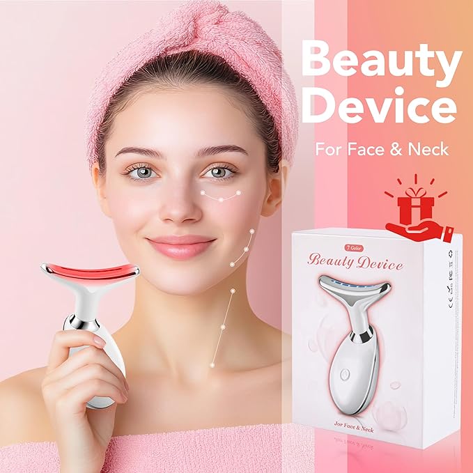 Red-Light-Therapy-for-Face, Facial Massager Wand with 7 Color - Birthday, Christmas, Mothers Day, Valentines Day, Self Care Gifts for Her Women Mom Best Friend Wife Teacher (White)