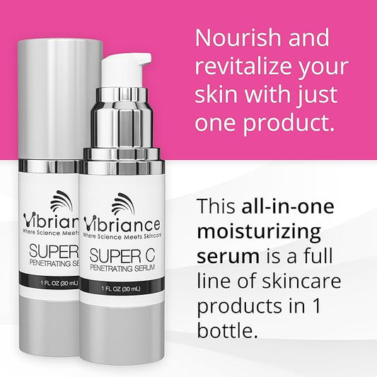 Vibriance Super C Serum for Mature Skin - All-in-One Vitamin Formula Hydrates, Firms, Lifts, Smooths, Targets Age Spots, Wrinkles, 1 fl oz - Pack of 3