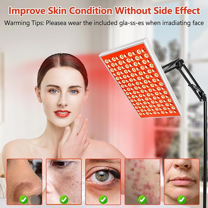Red Light Therapy for Body Face, Infrared Light Therapy with Stand, Red Lights Therapy Lamp Panel, LED 660nm 850nm Near Infrared Redlight Therapy Device for Full Body Skin Home