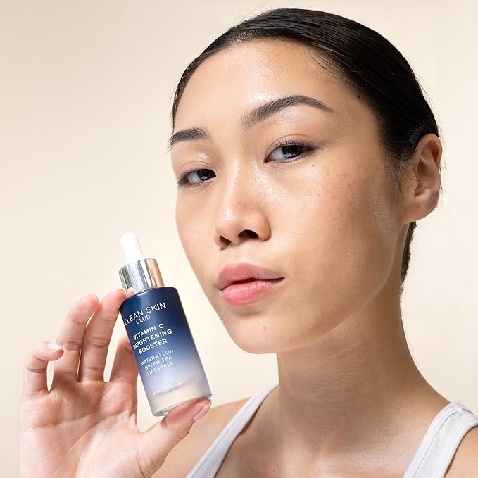 Clean Skin Club Vitamin C Serum & Brightening Booster, Vitamins A, E, D & K, Anti Aging Collagen Clear Facial Care, Glow, Acne, Scars, Sun Damage, Wrinkles, Age, Dark Spot Corrector Recipe