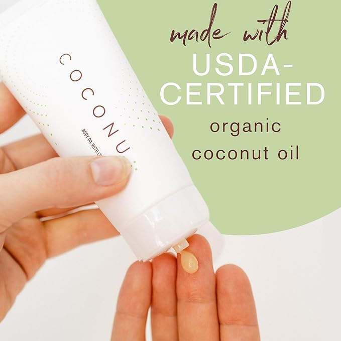 Coconu Hemp Infused Body Oil | Organic Coconut Oil Based | Couples Massage Oil & for Personal Use | No Added Fragrance & Flavor | 3 0z
