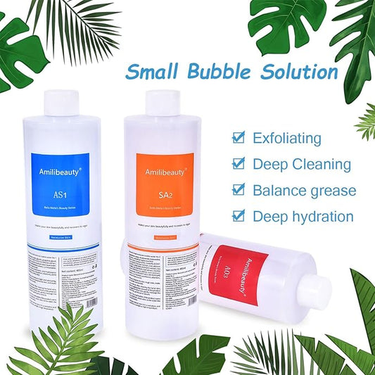 Serums AS1 SA2 AO3, 400ml Peeling Solution Salon Skin Scrub, Facial Cleansing Moisturizing Skin Care, for Small Bubble Skin Care Facial Mask Machine, Ideal Gift for Women