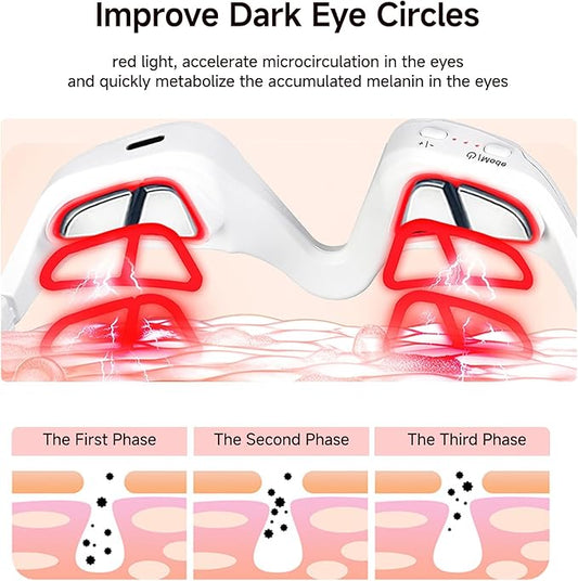 Under-Eye Red Light Therapy Device with Microcurren, 3D Contour Eye Massager for Dark Circles, Eye Bags & Wrinkles, Rechargeable Under Eye Treatment Device for Puffiness and Fine Lines