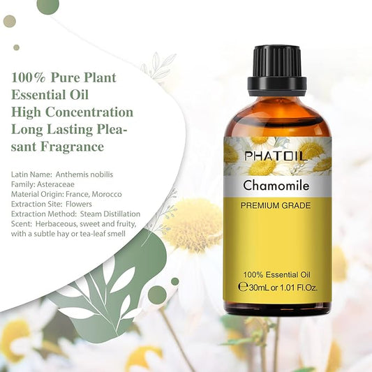 1.01FL.OZ Chamomile Essential Oil, Pure Aromatherapy Essential Oils for Diffuser, Humidifier, Scented Oils for Soap, Candle, Bath Bombs Making(30ML)