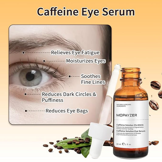 Caffeine Solution 5% + EGCG, Caffeine Eye Serum For Moisturizing, Targets Dark Circles & Puffiness, 1 PCS Natural Under Eye Serum For Facial Wrinkles & Fine Lines.