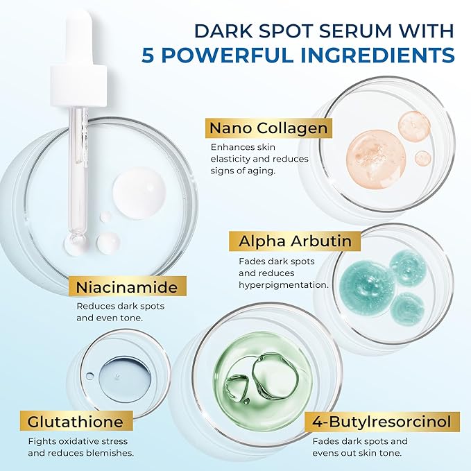 Abera Dark Spot Serum for Face, Dark Spot Corrector, Melasma & Age Spot Treatment, Boost Moisturization & Pore Minimize, All Skin Types, 0.68 fl Oz