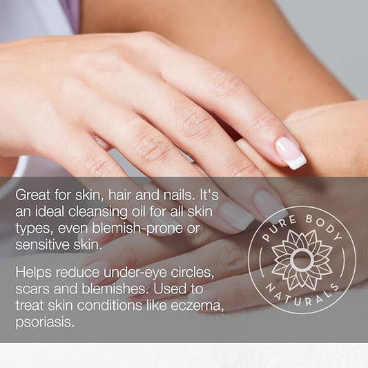 Pure Body Naturals Sweet Almond Oil, 4 fl oz - Cold Pressed and 100% Pure - for Hair, Skin, Nails, Therapeutic Massage, Carrier Oil