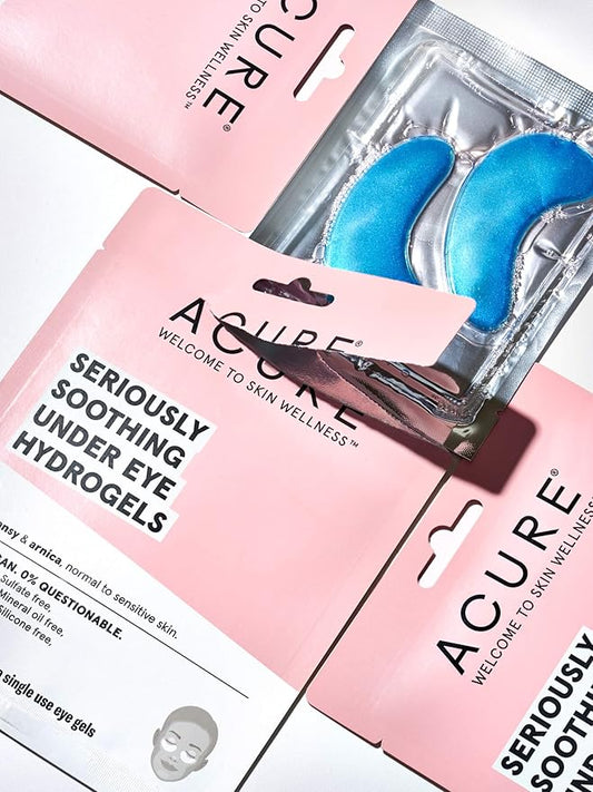 Acure Seriously Soothing Under Eye Hydrogels, 100% Vegan, For Dry to Sensitive Skin, Blue Tansy & Arnica - Soothes & Minimizes Dark Circles, Two Single Use, 0.24 Fl Oz