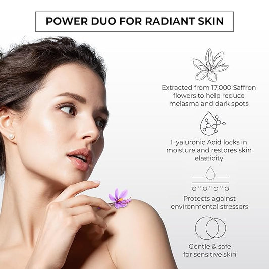 ABERA Skin Renewing Serum For Melasma Treatment, High-Potency Saffron Extract + Gift Curcumin Face Cleanser with Turmeric, Face Wash to Reduce Sebum (3 Boxes + Gift)