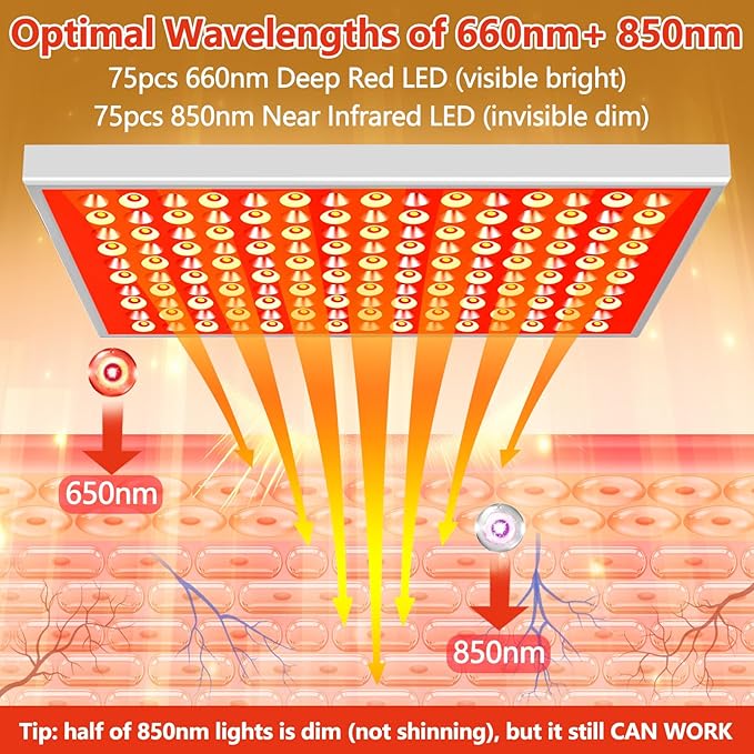 Red Light Therapy for Body Face, Infrared Light Therapy with Stand, Red Lights Therapy Lamp Panel, LED 660nm 850nm Near Infrared Redlight Therapy Device for Full Body Skin Home