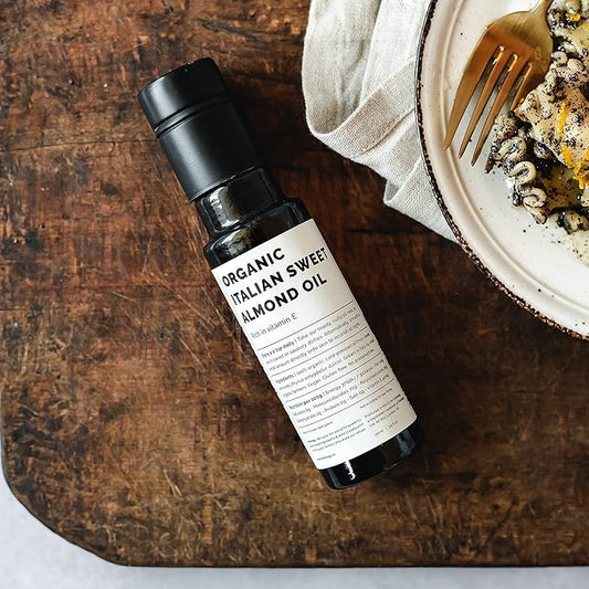 100% Organic Sweet Almond Oil 100ml - Cold-Pressed - Rich in Skin-Nourishing Vitamin E - Straight from Farm in Italy - Non-GMO - No Additives or Preservatives - Recyclable Glass Bottle