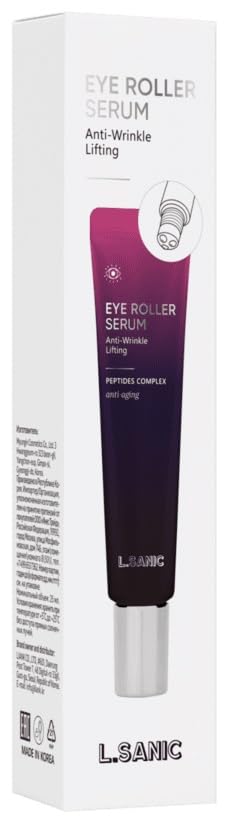 L.SANIC_Eye Serum Roller Peptide Complex, Anti-Wrinkle & Lifting, Firming & Hydrating, Reduces Fine Lines & Puffiness, Cooling Applicator with 3 Metal Balls, 25ml