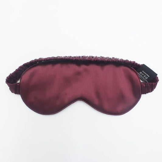 100% 22M Mulberry Silk Eye Mask. Full-Coverage, Soft and Comfortable, for Sleep Health and Skincare (Wine Red)