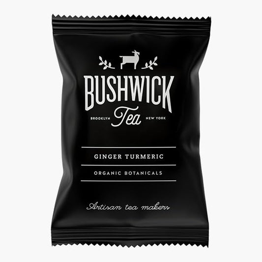 100 Sachets Bushwick Tea | Organic Ginger Turmeric Herbal Caffeine Free Tea | Health and Wellness focused | No Added Sugar | Plastic free compostable sachets |100 Sachets