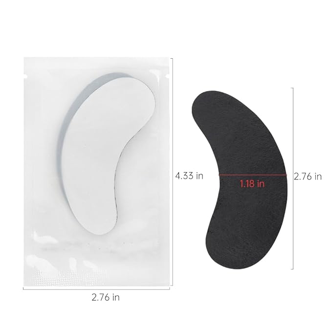 100 Pairs Hydrogel Under Eye Gel Patches Lint Free Eye Lash Pads Eyelash Extension Supplies Beauty Makeup Eye Mask Kit, Transparent/Black