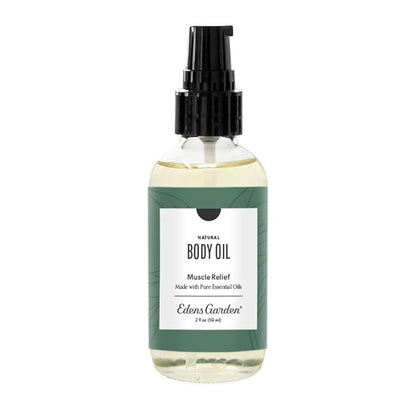 Edens Garden Muscle Relief Bath & Body Oil – Pure Essential Oils & Vitamin E for Massage, Moisturizing, Sore Muscles & Joints – Soothing & Scented with Peppermint & Wintergreen Oils, 2 fl oz (59 ml)