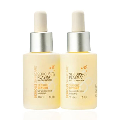 Serious Skincare - Beyond Intensive Vitamin C Serum for Face & Neck - 60 Day Facial Treatment to Brighten & Revive Glow - Visibly Smooth Lines, Wrinkles and Pores - AM & PM 2 Piece Skin Care Set