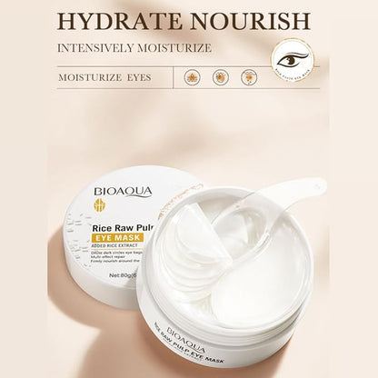 BIOAQUA Rice Raw Pump Eye Mask Dark Circles Eye Bags Nourish Repair 80g 60pcs/30pairs
