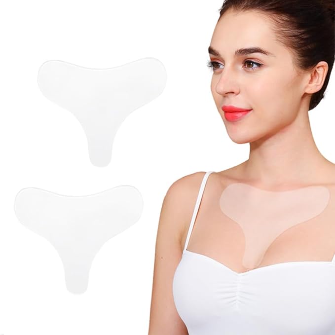 Chest Wrinkle Patches, Reusable Hydrogel Anti Aging Chest Pads, Hypoallergenic Silicone Gel Anti Wrinkle Tape for Side Sleeping, Neck & Décolleté, Smooth Fine Lines (chest-2 Pcs)