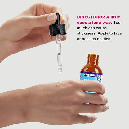 Ceessting Vitamin C Serum for Face - Anti-Aging Facial Serum with Hyaluronic Acid and Vitamin E - Improves Skin Texture, Glow and Elasticity - Reduces Wrinkles, Fine Lines and Dark Spots - 1 oz