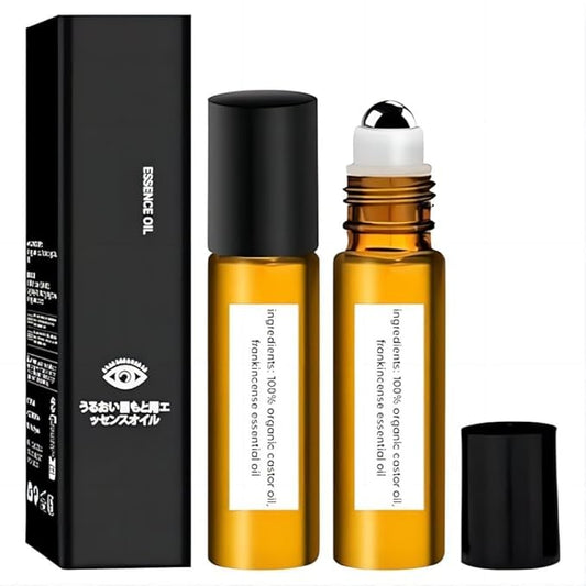 2 PCS Eye Essence Oil Roller Ball Applicator,Castor Frankincense Rollerball, Frankincense and Castor Oil Roller for Eyes, Bags Under Eyes